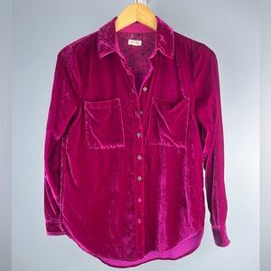 Hadley Velvet Fuchsia Relaxed Buttondown Shirt by Pilcro